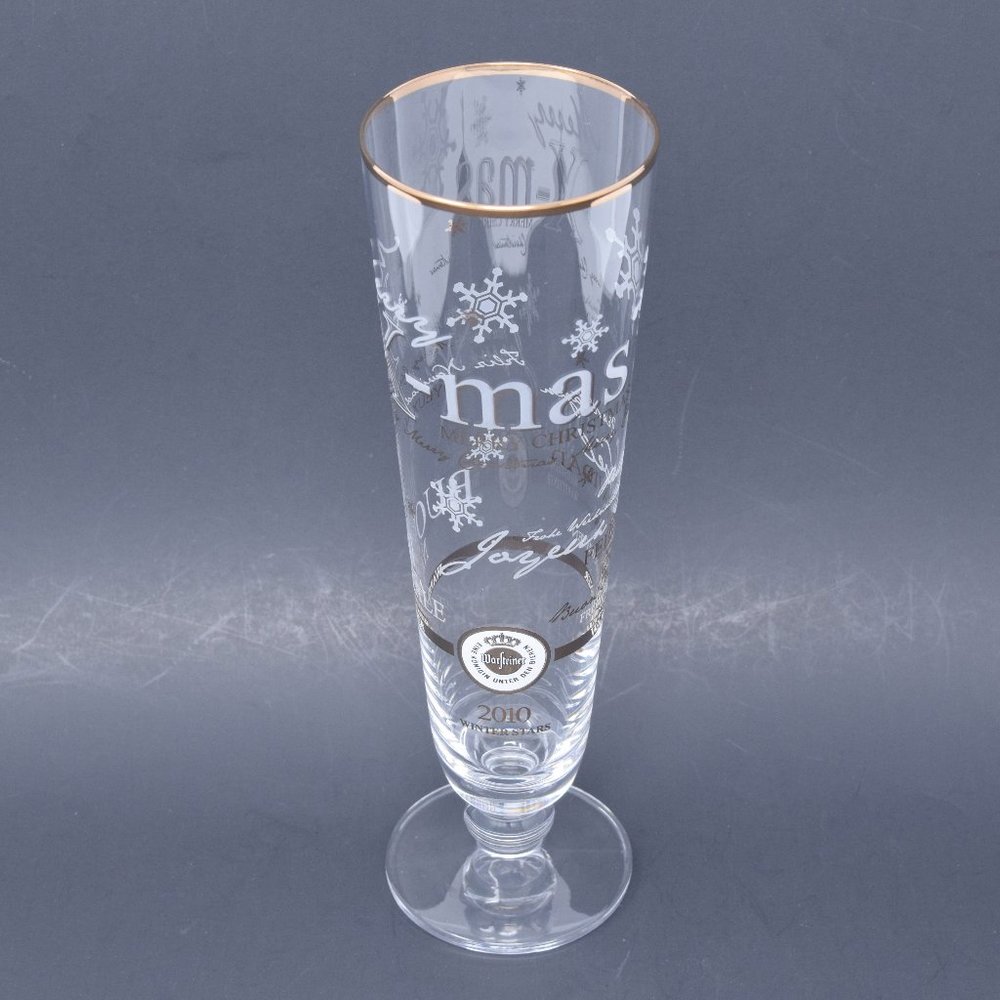 Warsteiner Merry Christmas Winter Stars Tulip Champagne Beer Glass with Box 2010